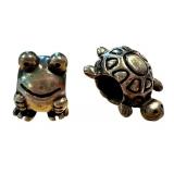 Pandora Sterling Silver Frog and Turtle Charms