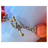 Gems en Vogue Collection Multi-Strand Beaded Bracelets in American-made Sterling/Palladium Alloy, Red and Orange