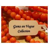 Gems en Vogue Collection Multi-Strand Beaded Bracelets in American-made Sterling/Palladium Alloy, Red and Orange