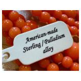 Gems en Vogue Collection Multi-Strand Beaded Bracelets in American-made Sterling/Palladium Alloy, Red and Orange