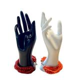 Gems en Vogue Collection Multi-Strand Beaded Bracelets in American-made Sterling/Palladium Alloy, Red and Orange