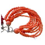 Gems en Vogue Collection Multi-Strand Beaded Bracelets in American-made Sterling/Palladium Alloy, Red and Orange