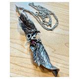 Dragon Pendant with Red Gemstone and 24-inch Chain