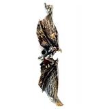 Dragon Pendant with Red Gemstone and 24-inch Chain