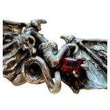 Dragon Pendant with Red Gemstone and 24-inch Chain