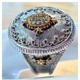 Gabriel & Co Sterling and 18K Gold Ring, Size 8