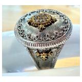 Gabriel & Co Sterling and 18K Gold Ring, Size 8