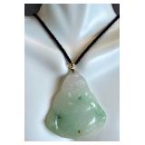 Jade Buddha Pendant Necklace with Gold Detailing
