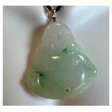 Jade Buddha Pendant Necklace with Gold Detailing