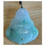 Jade Buddha Pendant Necklace with Gold Detailing
