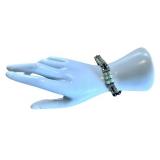 8" JOY Sterling Silver 925 Black and White Beaded Bracelet with Rhinestone Accents