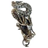 AGG 925 Sterling Silver Dragon Pendant with Purple Gemstone