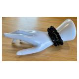 Set of Beaded Bracelets with White Calcite and Black Stones