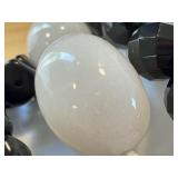 Set of Beaded Bracelets with White Calcite and Black Stones