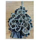 Sterling Silver Wire-Wrapped Gemstone Pendant with Marble Accent