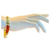 14k Gold Multi-Colored Jade Bracelet with 7 Inch Length
