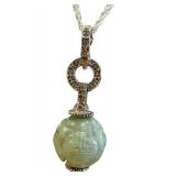 Elegant 925 Sterling Silver Necklace with Jade Pendant