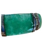 Green Chalcedony and Sterling Silver Panel Bracelet
