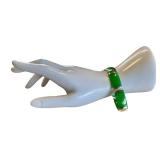 Green Chalcedony and Sterling Silver Panel Bracelet