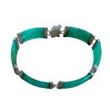 Green Chalcedony and Sterling Silver Panel Bracelet