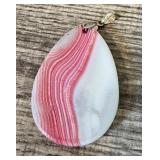 18K Gold Plated Teardrop Pink Agate Pendant