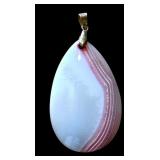 18K Gold Plated Teardrop Pink Agate Pendant