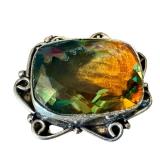 Vintage Sterling Silver Elabaite Pendant with Multi-Color Gem