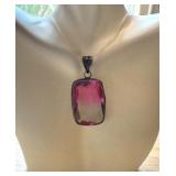 Sterling Silver Pink Gradient Pendant with Ornate Bail