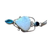 Rainbow Moonstone Pendant with Blue Gemstones