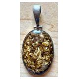 Bronzite and Sterling Silver 2" Pendant