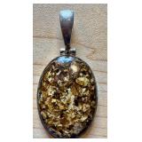 Bronzite and Sterling Silver 2" Pendant