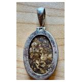Bronzite and Sterling Silver 2" Pendant