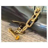 18K Italian Gold Chain Bracelet with Citrine Accents