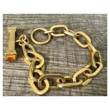 18K Italian Gold Chain Bracelet with Citrine Accents