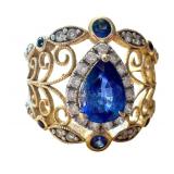 14k Gold Tanzanite and Diamond Ring