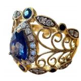 14k Gold Tanzanite and Diamond Ring