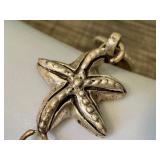 1989 Sterling Silver Sea Life Charm Bracelet, 7 Inches