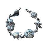 1989 Sterling Silver Sea Life Charm Bracelet, 7 Inches