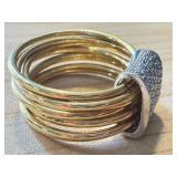 Size 7.5 Italian 925 Silver and Gold-Plated Multi-Band Ring