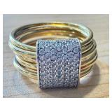 Size 7.5 Italian 925 Silver and Gold-Plated Multi-Band Ring