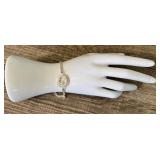 Sterling Silver Gucci Bracelet with Logo Pendant - 7.25 inches