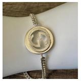 Sterling Silver Gucci Bracelet with Logo Pendant - 7.25 inches