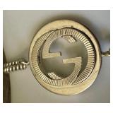 Sterling Silver Gucci Bracelet with Logo Pendant - 7.25 inches