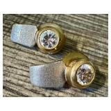 Pair of Elegant 14K Gold and Cubic Zirconia Earrings