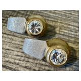 Pair of Elegant 14K Gold and Cubic Zirconia Earrings