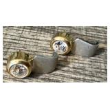 Pair of Elegant 14K Gold and Cubic Zirconia Earrings