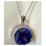 Bella Luce Sterling Silver Pendant with Tanzanite and Simulated Diamonds, 18" Chain