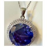 Bella Luce Sterling Silver Pendant with Tanzanite and Simulated Diamonds, 18" Chain