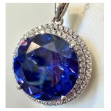 Bella Luce Sterling Silver Pendant with Tanzanite and Simulated Diamonds, 18" Chain