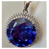Bella Luce Sterling Silver Pendant with Tanzanite and Simulated Diamonds, 18" Chain